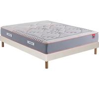 Ensemble Matelas Sommier 90 x 190 Marinière Iconique, 0919, ferme Sable + Pieds