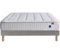 Ensemble Matelas Sommier 90 x 200 Beau Dormir 0920, Sommier ferme Taupe+ Pieds