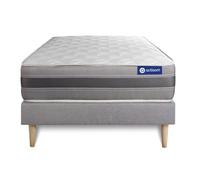 Ensemble matelas ACTILATEX RELAX Latex et memoire de forme 90x190 cm Maxi epaisseur 5zones de confort + sommier KIT gris