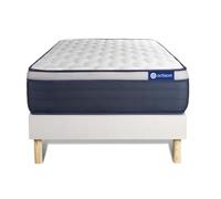 Ensemble matelas Memoire de forme ACTIMEMO MAX 90x190 cm Maxi epaisseur 7zones de confort + sommier KIT blanc