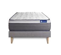 Actisom Ensemble matelas et sommier Actilatex Plus 90x190 Latex + mémoire de forme 7 zones Gris