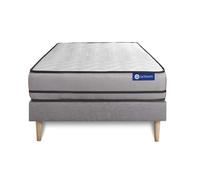 Ensemble matelas ACTIMEMO 90x200cm 2 faces à MEMOIRE DE FORME 3zones de confort + sommier KIT gris