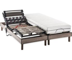 Ensemble Matelas Sommier Relaxation Électrique, 2x90x200 cm, Ressorts Ensachés, 7 Zones Confort, DEKO DREAM Ergo 2