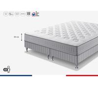 Ensemble Matelas Sommier SIMMONS 180 x 190 cm, Ressorts Ensachés Sensoft, Hauteur 23 cm, Fabriqué en France