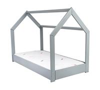 Ensemble matelas STANDARD+Lit maison cabane 160x80cm (couleur: gris)