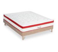 Ensemble Matelas Suprême Mousse Accueil mémoire moelleux - 24 cm et Sommier Bois - 140 x 200 cm G