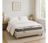 Ensemble matelas Visco+, sommier beige, oreiller et couette