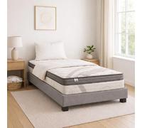 Ensemble matelas Visco+, sommier gris, oreiller et couette