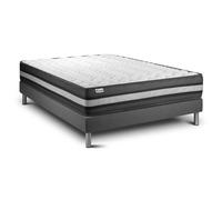 Ensemble matelas VITAL POWER ZEN - Mousse polyuréthane à mémoire de forme - Ep : 24cm - Ferme - Sommier Gris