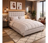 Ensemble matelas Zen, sommier beige, oreiller, couette et tete de lit