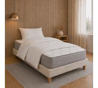 Ensemble matelas Zen, sommier beige, oreiller et couette