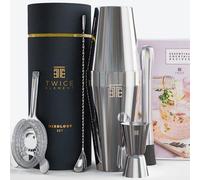 Ensemble mélangeur de cocktail Twice Element® . . Set de Shaker de Boston avec: Boîte cadeau élégante, sac de rangement, livre de recettes et tous les accessoires de boisson essentiels . . Grand cadea