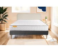 Ensemble Memo 140 x 190 cm - 20cm - Mmoire de forme - Ferme - Sommier Tapissier Gris