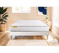 Ensemble Memo 140 x 200 cm - 20cm - Mmoire de forme - Ferme - Sommier Tapissier Blanc