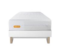 Ensemble Memo Bio 90 x 190 cm - 26cm - Mmoire de forme - Enveloppant - Sommier Tapissier Blanc