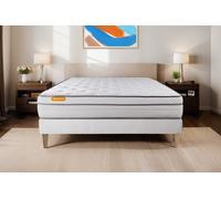 Ensemble Memo Luxe 140 x 190 cm - 26cm - Ressorts ensachs et mmoire de forme - Moelleux - Sommier Tapissier Blanc