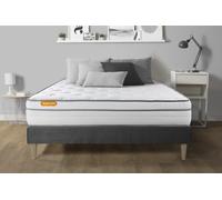 Ensemble Memo Luxe 140 x 200 cm - 26cm - Ressorts ensachs et mmoire de forme - Moelleux - Sommier kit Gris