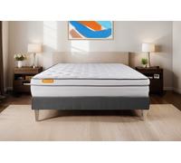 Ensemble Memo Luxe 140 x 200 cm - 26cm - Ressorts ensachs et mmoire de forme - Moelleux - Sommier Tapissier Gris