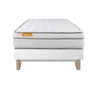 Ensemble Memo Luxe 90 x 190 cm - 26cm - Ressorts ensachs et mmoire de forme - Moelleux - Sommier Tapissier Blanc