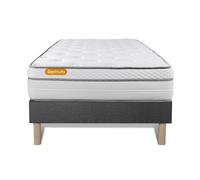 Ensemble Memo Luxe 90 x 190 cm - 26cm - Ressorts ensachs et mmoire de forme - Moelleux - Sommier Tapissier Gris