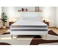 Ensemble Memo Plus 200 x 200 cm - 20cm - Mmoire de forme - Tonique - Sommier kit Blanc