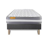 Ensemble Memo Plus 90 x 200 cm - 24cm - Mmoire de forme - Tonique - Sommier Tapissier Gris