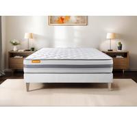 Ensemble Memo Spring 200 x 200 cm - 22cm - Ressorts ensachs et mmoire de forme - Equilibr - Sommier kit Blanc