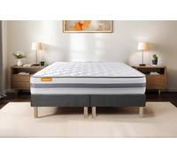 Ensemble Memo Spring 2x100 x 200 cm - 22cm - Ressorts ensachs et mmoire de forme - Equilibr - Sommier Tapissier Gris