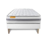 Ensemble Memo Spring 90 x 200 cm - 22cm - Ressorts ensachs et mmoire de forme - Equilibr - Sommier kit Blanc