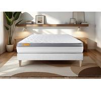 Ensemble Memo Zen 140 x 190 cm - 26cm - Mmoire de forme - Ferme - Sommier kit Blanc