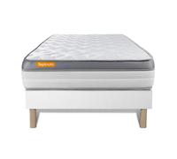 Ensemble Memo Zen 90 x 190 cm - 26cm - Mmoire de forme - Ferme - Sommier Tapissier Blanc
