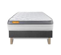 Ensemble Memo Zen 90 x 190 cm - 26cm - Mmoire de forme - Ferme - Sommier Tapissier Gris