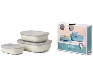Ensemble Mepal Cirqula rectangulaire, 3 pièces (500 ml + 1000 ml + 2000 ml) - couleur blanc nordique, référence 106270032500