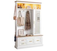 Ensemble meuble d’entrée: penderie compacte, banc, miroir, meuble chaussures