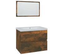 Ensemble Meuble de Salle de Bain 60 x 38,5 x 45 cm Rangement spacieux Moderne Ambiance Cosy en Bois d'ingénierie chêne fumé 02_0055334