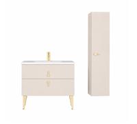Ensemble meuble de salle de bain avec vasque et colonne - 60 cm - Blanc - NORVA