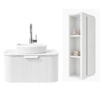 Ensemble meuble de salle de bain avec vasque et colonne - 60 cm - Blanc - RAIN
