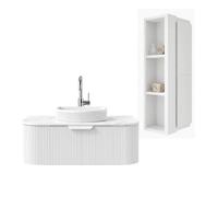 Ensemble meuble de salle de bain avec vasque et colonne - 80 cm - Blanc - RAIN
