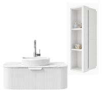 Ensemble meuble de salle de bain avec vasque et colonne - 80 cm - Blanc - RAIN