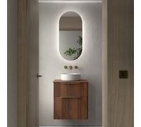 Ensemble Meuble de salle de bain et plan de toilette LUVA 600 2 tiroirs Noyer Maya P450 - SALGAR 117758