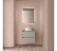 Ensemble Meuble de salle de bain et plan de toilette NOJA II 600 2 tiroirs Gris satiné P450 - SALGAR 118505