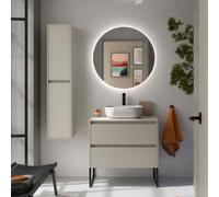 Ensemble Meuble de salle de bain et plan de toilette NOJA II 800 2 tiroirs Gris satiné P450 - SALGAR 118507