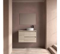 Ensemble Meuble de salle de bain et plan de toilette NOJA II 900 2T1P gauche - vasque à droite Chêne Naturel P450 - SALGAR 11826