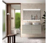 Ensemble Meuble de salle de bain et plan de toilette SILANE 1200 4 tiroirs Gris satiné P450 - SALGAR 118087