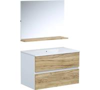 Generique Meuble de salle de bain MONZA – Vasque, Bois, L80 x P45 x H50 cm, Miroir