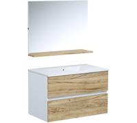 Generique Meuble de salle de bain MONZA – Vasque, Bois, L80 x P45 x H50 cm, Miroir