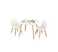 VEVOR 1 Table d’Enfant + 2 Chaises 500x500x437 mm et 282x282x480 mm Ensemble de Meuble d'Enfant Plateau Facile à Nettoyer pour Étudier Manger Jouer Lire Crèche Garderie Chambre d’Enfants de 2 à 8 Ans