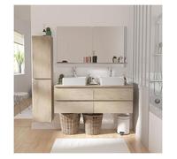 Ensemble meuble double vasque SORRENTO suspendu avec colonne 120cm