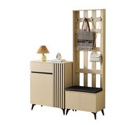 Ensemble Meuble Entrée Moderne | Armoire Chaussures Buffet + Banc Rembourré & Patère | MDF Étagères Réglables | Style Industriel