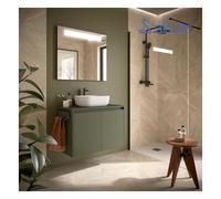 Ensemble meuble et plan de salle de bain 2 Portes Noja 800 Green Satin - SALGAR 105556